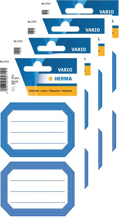 Herma Schoolboeken etiketten - stickers - 48x - blauw/wit - 8.2 x 5.5 cm