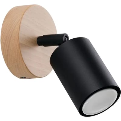 Sollux Lighting Wandlamp Verdo - GU10 - zwart hout - staal/hout - 16x16x10cm