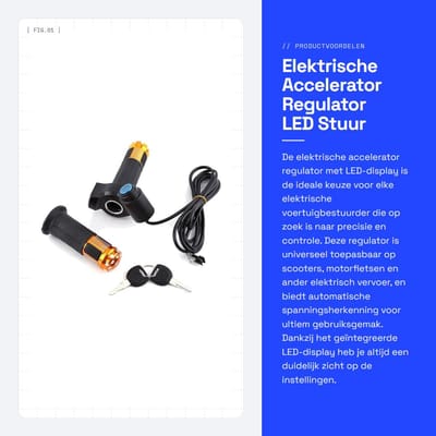 Dailygoods - Elektrische Accelerator Regulator - LED Stuur Display - Power Key Lock - Voor Scooter en Motorfiets - Veilig Regelen - Universele Fit