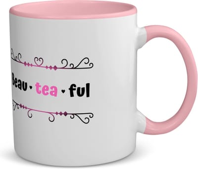 Akyol - beau tea ful koffiemok - theemok - roze - Thee - mooie mensen die houden van thee - verjaardag - cadeau - kado - geschenk - 350 ML inhoud