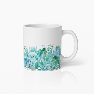 Elegante Blauwe Bloemen Koffiemok – Botanische Kunst Keramische Beker voor Thee- en Koffieliefhebbers