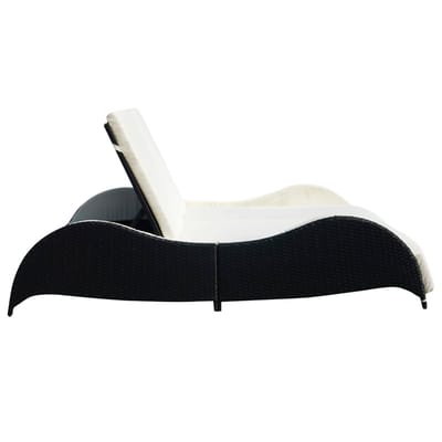 vidaXL - Ligbed - tweepersoons - met - kussen - poly - rattan - zwart