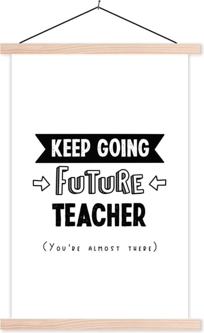 Posterhanger incl. Poster 40x60 cm - Schoolplaat - Onderwijs - Studenten - Leraar - Docent - Quotes - Textielposter - Blanke latten