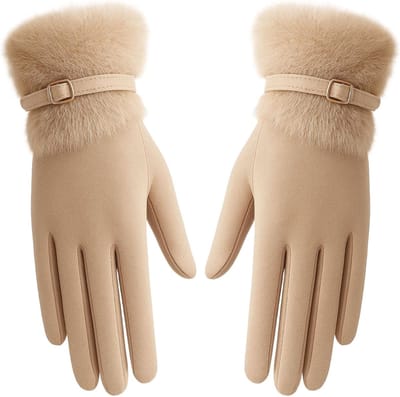 Warme touchscreen handschoenen voor dames, fleece gevoerd, winddicht, perfect voor koude weersomstandigheden en buitensporten