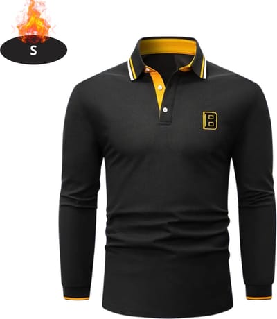 Livano Poloshirt Heren - T-Shirt Heren - Shirt - Overhemd - Polo Shirt Lange Mouwen - Zwart - S