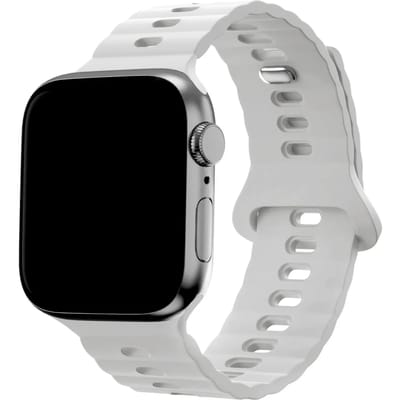 123watches Wave bandje - siliconen - wit - 38 · 40 · 41 & 42 mm - Geschikt voor Apple Watch series 1/2/3/4/5/6/7/8/9/10/11/12/SE/SE2/SE3