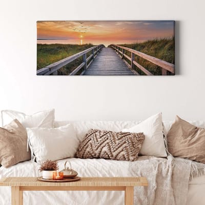 Canvas print DD123212 NorthSeaDunes A.S. Création 1,0 x 0,4 m Beige / Creme Kantoor Hal/Gang Keuken Slaapkamer Woonkamer