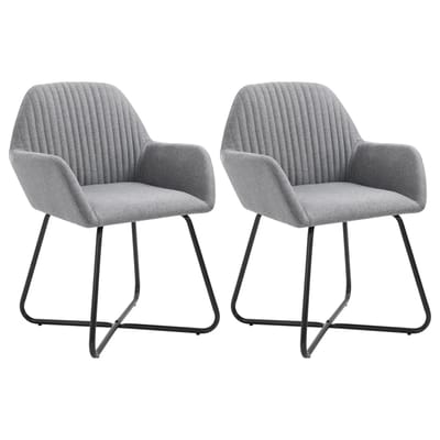 vidaXL - Eetkamerstoelen - 2 - st - stof - lichtgrijs
