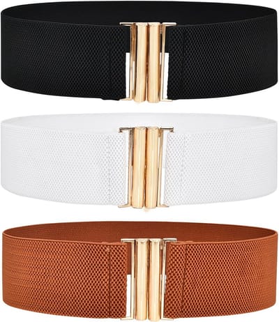 3x Brede Stretchy Elastische Tailleband Dames - Vintage Cinch Riemen met Gesp