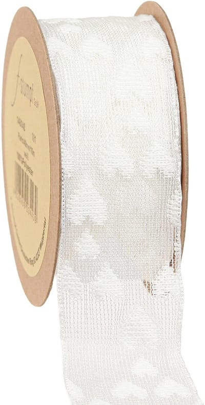 Cadeaulint hartjes meshlint wit glitter 40mm 10m