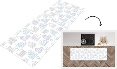 Keukenloper - Loper keuken - Skyline - Patronen - Huis - 150x50 cm - Keukenloper vinyl