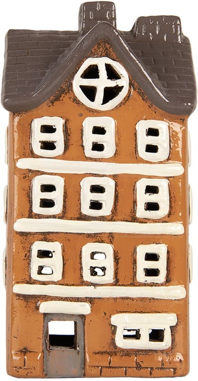 Clayre & Eef Waxinelichthouder Huis 12x10x23 cm Oranje Keramiek