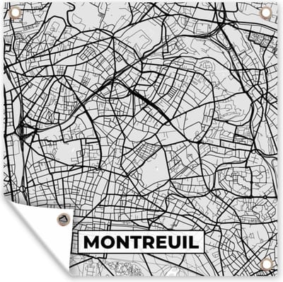 Tuin poster Plattegrond - Kaart - Stadskaart - Frankrijk - Montreuil - 200x200 cm - Tuindoek