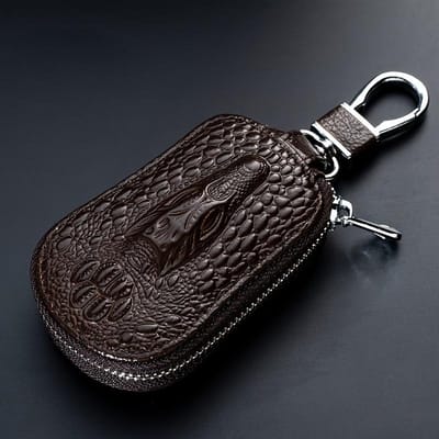 Pochette pour clé de voiture, Design crocodile, Cadeau parfait pour la Saint-Valentin et les anniversaires, pour hommes et femmes café