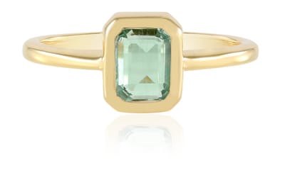 Cavill - Zilveren ring - 925 Sterling Zilver Verguld - Paraiba kleurige Nigeriaanse Smaragd 0,731 ct - Octogonaal geslepen - Elegante edelsteen ring