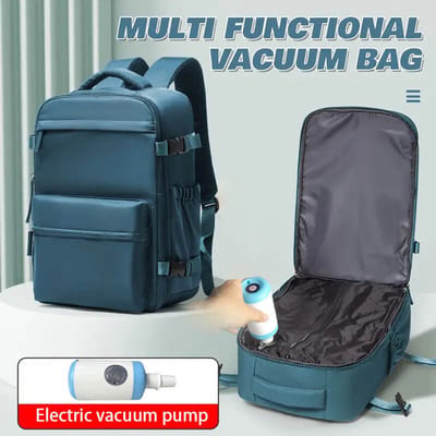 Vacuüm Rugzak – Reis Rugtas voor Vliegtuig – Vacuum Compressie – Neem 50% Meer Mee – Waterafstotend- Pawn Blue S, elektrische pomp