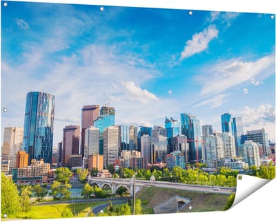 Gards Tuinposter Skyline Calgary Stad in Canada - 150x100 cm - Tuindoek - Tuindecoratie - Wanddecoratie buiten - Tuinschilderij