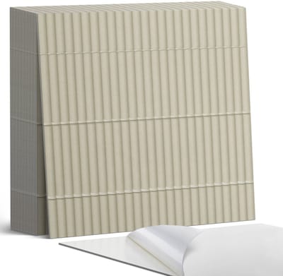 Coloray Plaktegels - Horizontaal strepenpatroon Zelfklevende Tegels - 20 cm x 20 cm - Romig Plaktegels - 20 stuks - Vierkant PVC Tegels - Plaktegels Badkamer - Plaktegels Vloer - Vinyl Tegels - Wandtegel Zelfklevend