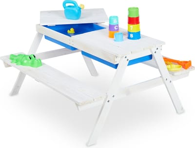 Picknicktafel kinderen - zand en watertafel - 50 x 89 x 85 cm - hout - wit