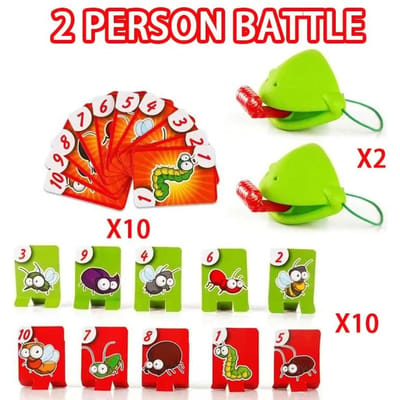 Kikker Hagedis Masker Kwispelende Tong Likken Kaarten Bordspellen voor Kinderen Familiefeest Speelgoed Antistress Grappig Desktop Puzzelspel Speelgoed 2 Person Battle green