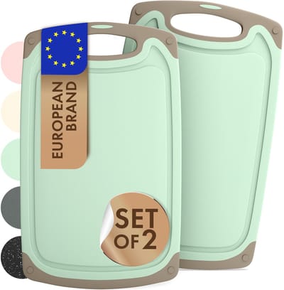 Blumtal Snijplank Linnmon - Kunststof Snijplank met Sapgroeven en Handvat - BPA Vrij - Groen - Large - Set van 2