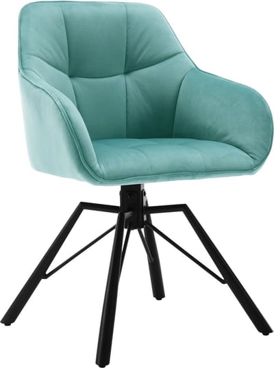 BukkitBow - Eetkamerstoel / Keukenstoel - Dik gevoerde Velvet/Fluweel Stoel - 360 Graden Draaibaar - Zithoogte 48CM - Turquoise/Groen
