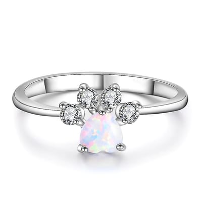 Dailygoods- Pootprint Ring - CZ Kristal - Hypoallergeen - Dierenring - Verlovingsring - Sieraden - Ideaal Cadeau