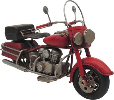 Clayre & Eef Decoratie Miniatuur Motor 19*8*11 cm Rood Ijzer motor Miniatuur Motor Decoratie Modelmotor