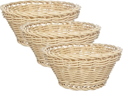 4x stuks ronde broodmanden/serveermanden beige kunststof D15 x H7 cm