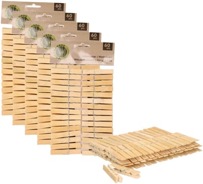 Ultra clean wasknijpers - 300x - bamboe hout - 7 cm - wasspelden knijpers - was ophangen - drogen