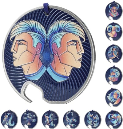 KADAX Zodiak Flesopener, bieropener van roestvrij staal, sterrenbeeldflesopener, met één hand opener met gat, ronde flesopener voor huis, feest, bar, soda, bruiloft (tweelingen)