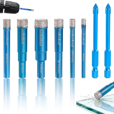 Boor Set - Diamant Boren - Tegels Boren - Geïntegreerde Koeling - 8 Delig - Blauw