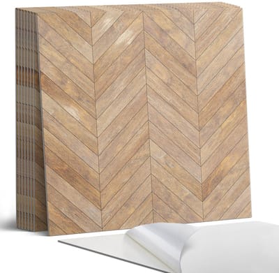 Coloray Plaktegels - Visgraatpatroon Portugese Tegels - 30 cm x 30 cm - Bruin Plaktegels - 9 stuks - Vierkant PVC Tegels - Plaktegels Keuken - Zelfklevende Vloertegels - Vinyl Tegels - Zelfklevende Tegels