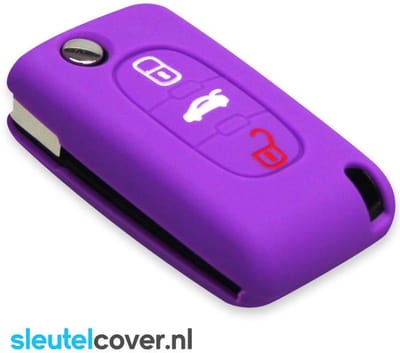 Autosleutel Hoesje geschikt voor Lancia - SleutelCover - Silicone Autosleutel Cover - Sleutelhoesje Paars