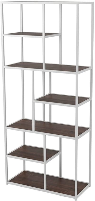 Guadeloupe vakkenkast mangohout - beige frame - walnoot - 84x35x188 cm