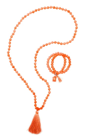 Set parelkettingen - oranje - Gr. Standaardmaat van Goldner Fashion