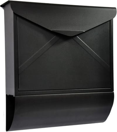 Wandbrievenbus met krantenrol - Letterdoos brievenbus - Post ontvangen - Mat zwart RAL 9017 - 36x41.5x10 cm