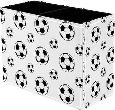 Voetbal pennenhouder - Bureau organizer - Bureau opruimen - 2 compartimenten - 15 x 11 cm - Meerkleurig