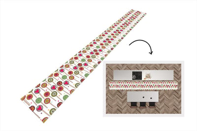 Keukenloper - Keukenmat - Patroon - Lolly - Hartjes - Snoep - 400x50 cm - Keuken vloerkleed