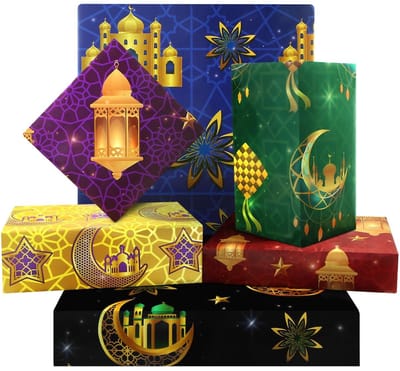 Cosensi- Cadeaupapier Luxe Set - 6 Vellen - 50 x 70 cm - Eid Mubarak - Ramadan - Hoogwaardige Inpakpapier - Recyclebaar