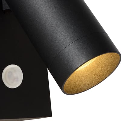Lucide TAYLOR - Wandspot / Wandlamp Binnen/Buiten - 1xGU10 - IP54 - Bewegingssensor - Zwart