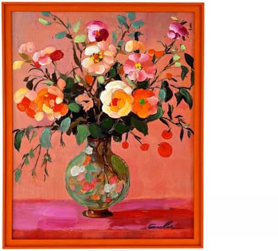 Werns | Schilderij met bloemen | Handgeschilderd | Handpainted | 43x53CM | Felgekleurd