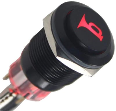 Dailygoods - Rode Drukknop Schakelaar - 19mm 12V 5A - IP65 Waterdicht - Geschikt voor Auto Motor en Boot - Robuuste Schakelaar - Betrouwbare Accessoir