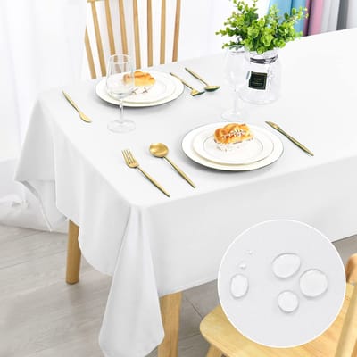 Tafelkleed - Vlekbestendig, Waterdicht en Wasbaar - Voor Eetkamer, Tuin, Feestjes, Bruiloften en Thuisgebruik - Wit 90x90cm