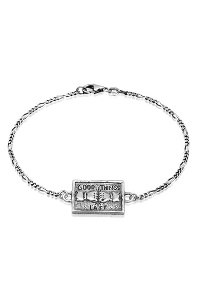 Haze & Glory - Armband - HG HAZE & GLORY - Armband heren in 925 Sterling Zilver, sieraden mannen, zilveren armband met geoxideerde Hanger, Cool, Good Things, 18-19 cm - Heren