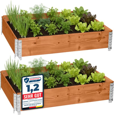 Garronda Kweekbak Palletrand 2-Pack 120x80x20cm - Bruint - Bloemen - Kruiden - Palletframe - Natuurlijke Verhoogde Bloembedden - GD-BUD-PAL