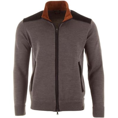 Paul & Shark Vest Full Zip Corduroy Contrasts Midden Grijs / male