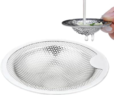 Spoelzeef Keukenafvoer - Afvoerplug Roestvrijstaal - Verstopping Voorkomen - Fijnmazig Met Handvat - 102 cm - Zilverkleurig