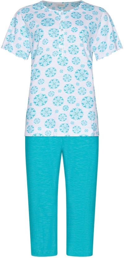 Pastunette - Pyjama - Ipanema - Katoen - Turquoise/Wit - Maat 36
