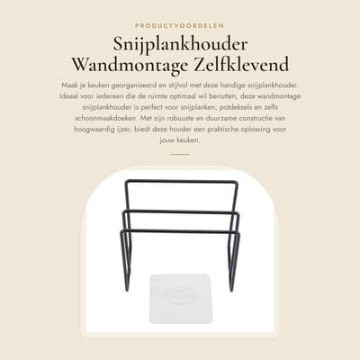 Dailygoods- Snijplankhouder Wandmontage - Keuken Organizer - Potdekselhouder - Duurzaam IJzer - Tot 3 kg Draagvermogen - Multifunctioneel Gebruik - Keukenopberger